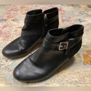 Dr. Scholls Be Energized Foam Faux Leather Black Brown Wedged Ankle Boots 11